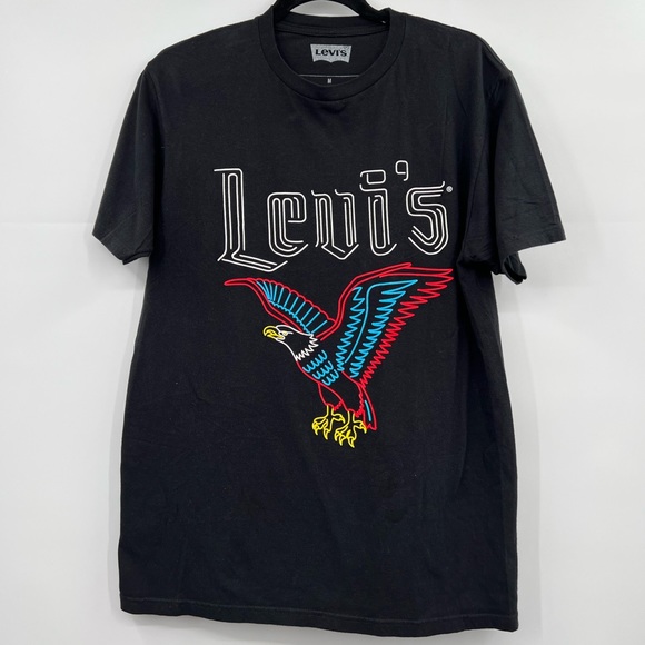 Levi's Tops - Levi’s Iconic Classic American Eagle Red White & Blue 100% Cotton Black Tee Med